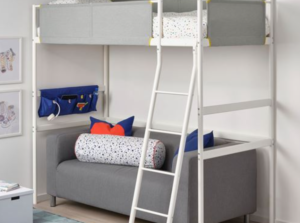 Sıfır ayarında garantili ve faturalı ikea 2 katlı gri ranza 6 Temiz ikea ranza ikinci el az kullanılmış